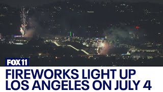 Fireworks go off across LA [upl. by Adnilema]