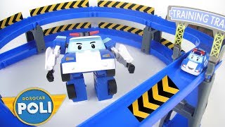 玩 ROBOCAR POLI 迷你波力特技軌道系列 龍捲風灣圈組 玩具開箱  Mini Poli Speed Launcher Cyclone Loop Set [upl. by Arakal]