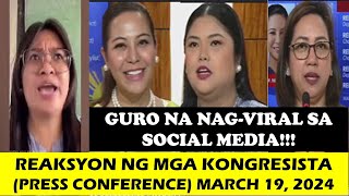 GURO NA NAGVIRAL SA SOCIAL MEDIA REAKSYON NG MGA KONGRESISTA PRESS CONFERENCEwildtvoreg [upl. by Doniv]