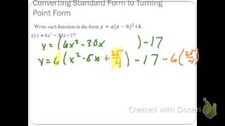 Standard Form to Turning Point Form [upl. by Whang]