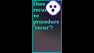 Yes it does recur According to Wiktionary recurse is a back formation from recursion shorts [upl. by Mur]