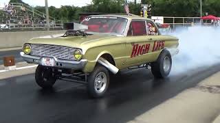 “HIGH LIFE” 61 Ford Falcon Gasser Bootheel Fuel amp Gas Drags 2024 [upl. by Ahtennek]