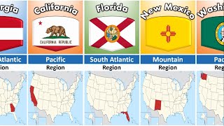 50 States and Capitals of the United States of America  Geographic Regions of the USA map [upl. by Seldon]