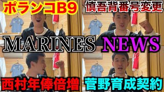 【一気に来た！】ポランコのベストナインに契約更改での石川慎吾の背番号変更、急にロッテニュースが出て来た。 [upl. by Rexford]