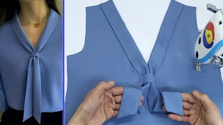 ✅🌺Best Way To Sewing Beautiful Collar V neck in Just 10 Minutes Sewing for Beginners [upl. by Cerallua440]