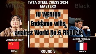 JU WENJUN beats World No6 FIROUZJA Tata Steel Chess Masters 2024 Round 5 [upl. by Arne163]