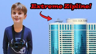 7 Year Old Rides HighFlyer Zipline at Foxwoods Resort Casino [upl. by Milstone]