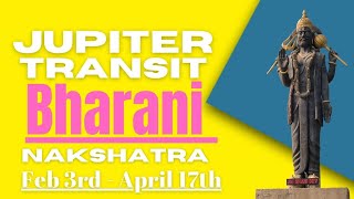 Jupiter transit to Bharani Nakshatra  February 3rd  April 17th  For all Ascendants [upl. by Akeemahs]