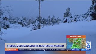 SoCal mountain communities seeing snowfall through Easter weekend [upl. by Blanding]