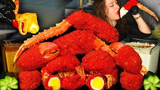 KING CRAB SEAFOOD BOIL MUKBANG  HOT CHEETOS  SEAFOOD MUKBANG  CHEESE ALFREDO SAUCE  ASMR EATING [upl. by Cordier]