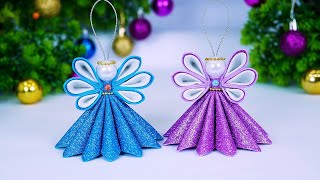 Cute Christmas Angels Ornaments Making From Glitter Foam👼ÁNGEL de Navidad🎄Рождественский АНГЕЛ [upl. by Llibyc797]