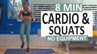 8 MIN CARDIO amp SQUAT Workout  No equipment [upl. by Steffi]