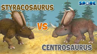 Styracosaurus vs Centrosaurus  Ceratops Faceoff S1E3  SPORE [upl. by Annotahs]