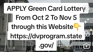 Green Card Lottery Application Dates Dv 2026 [upl. by Tanberg]