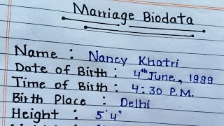 Marriage Biodata Biodata for marriage in English girlnextdoor99 [upl. by Ahto]