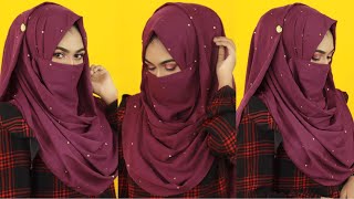 Niqab Tutorial with Georgette Party Hijab  MUNA [upl. by Kaya]