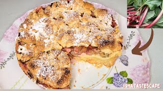 Rhubarb Pudding Cake Recipe  Rhabarberkuchen mit Streuseln und Pudding [upl. by Gibeon]