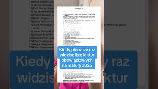 Lista lektur 2025 matura [upl. by Neyrb592]