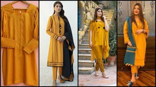 Mustard Color dress Designs mustard Color Dresses combination Casual Dresses Ideas [upl. by Kcirrek]