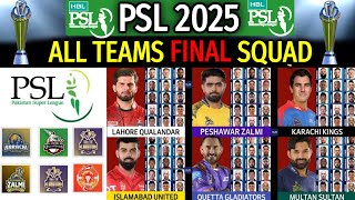 PSL 2025 Season 10  All Teams Full Squad  All Teams Players List PSL 2025 [upl. by Yelreveb]