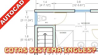 Cotas en AutoCad  Acotar en AutoCAD en sistema americano PIES PULGADAS [upl. by Egidius869]