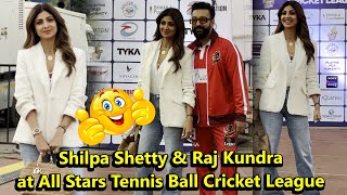 Shilpa Shetty आयी पति Raj Kundra को Support करने at All Stars Tennis Ball Cricket league😍🙏 [upl. by Flower]