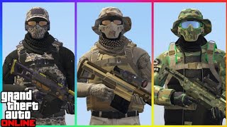 GTA V ONLINE 3 TRAJES MILITARES AVANÇADOS INSANOS SMUGGLERS RUN NEW  PS4XBOXONEPC150 [upl. by Nodmac]