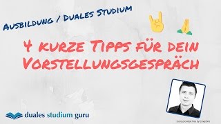 Vorstellungsgespräch Duales Studium  Ausbildung 🎓 4 Tipps zur Vorbereitung [upl. by Yeblehs]