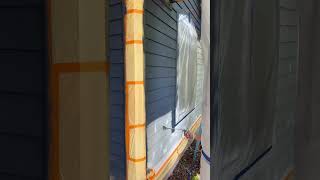 Exterior House Painting Using a Sprayer to Apply Solid Stain sherwinwilliams satisfying paint [upl. by Gibbs895]