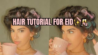 Hair rollers tutorial  توتريال لفافات الشعر ✨ [upl. by Akitnahs]