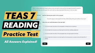 TEAS 7 Reading Practice Test 2024  47 Questions Every Answer Explained [upl. by Gorges]