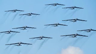 US B52 Bombers Mass Take Off at Full Throttle [upl. by Eldwen]