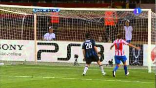 Inter de Milan 02 Atlético de Madrid 2782010 goles TVE [upl. by Ahael989]