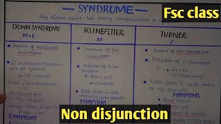 Non disjunction  Explain Down Klinefelter and turner syndromes Class 12 Biology [upl. by Sachiko679]