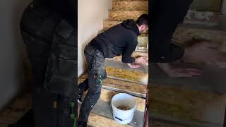 Part 1️⃣❗️ Levelling stairs ❗️ renovation of old stairs First we grind the old glue off Apply pri [upl. by Harriott]