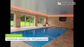 Poolhouse lit by RGBW LED strips amp downlights [upl. by Kerstin]