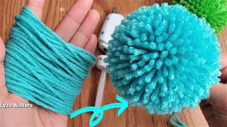 Yarn Pom Pom Making by Hand with Glue for Crocheted Hat [upl. by Namurt]