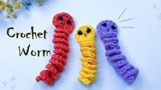 Easy Crochet Worry Worm Tutorial  Crochet Worm DIY [upl. by Anaihs249]