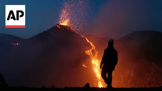 WATCH Mount Etna erupts in Sicily [upl. by Etra337]