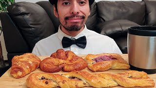 CROISSANT CHOCOLATE AND BLUEBERRY PASTRIES BREAKFAST DESSERT MUKBANG EATING SHOW [upl. by Dronski]