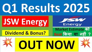 JSW ENERGY Q1 results 2025  JSW ENERGY results today  JSW ENERGY Share News  JSW ENERGY Share [upl. by Nos]