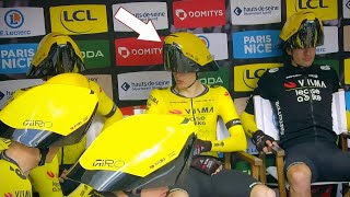 Visma  Lease a Bike Unveil Controversial TT Helmet  ParisNice 2024 Stage 3 [upl. by Ycam559]