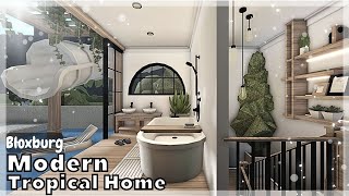 BLOXBURG Modern Tropical Home Speedbuild interior  full tour Roblox House Build [upl. by Nageet]