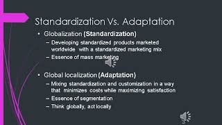 Introduction to global marketing part 2 standardization vs adaptation [upl. by Yarvis]