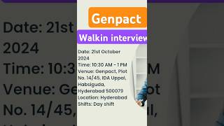 Genpact Walkin interview for freshers for voice process Banking [upl. by Akoyin120]