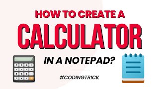 How to create a CALCULATOR in notepad Coding Trick [upl. by Yesrej]