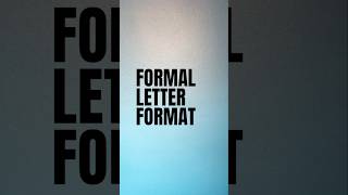 Formal Letter Format formalletter english [upl. by Ayifas]