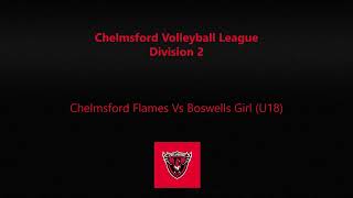 Chelmsford Volleyball League Division 2 CVC Flames Vs Boswells Girls U18 08102023 [upl. by Haberman]