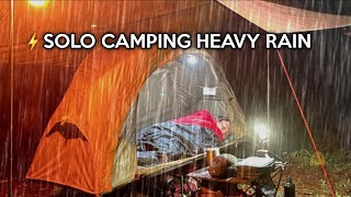 SOLO CAMPING HEAVY RAIN THUNDER WITH TRANSPARENT PLASTIC TARP‼️ [upl. by Secrest64]