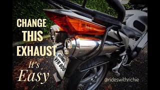 Changing the Exhaust on Honda VFR800 Part 1 [upl. by Nediarb587]